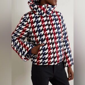 Perfect Moment Polar Flare Down Jacket Houndstooth Red White Blue Black Medium